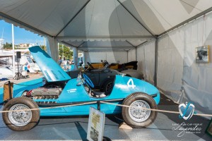 La monoplace Gordini type 16 en exposition sur le Port de Plaisance à Saint-Jean-Cap-Légendes édition 2015